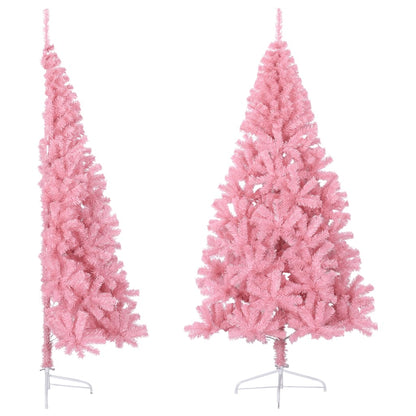 Demi-sapin de Noël artificiel avec support rose 240 cm PVC