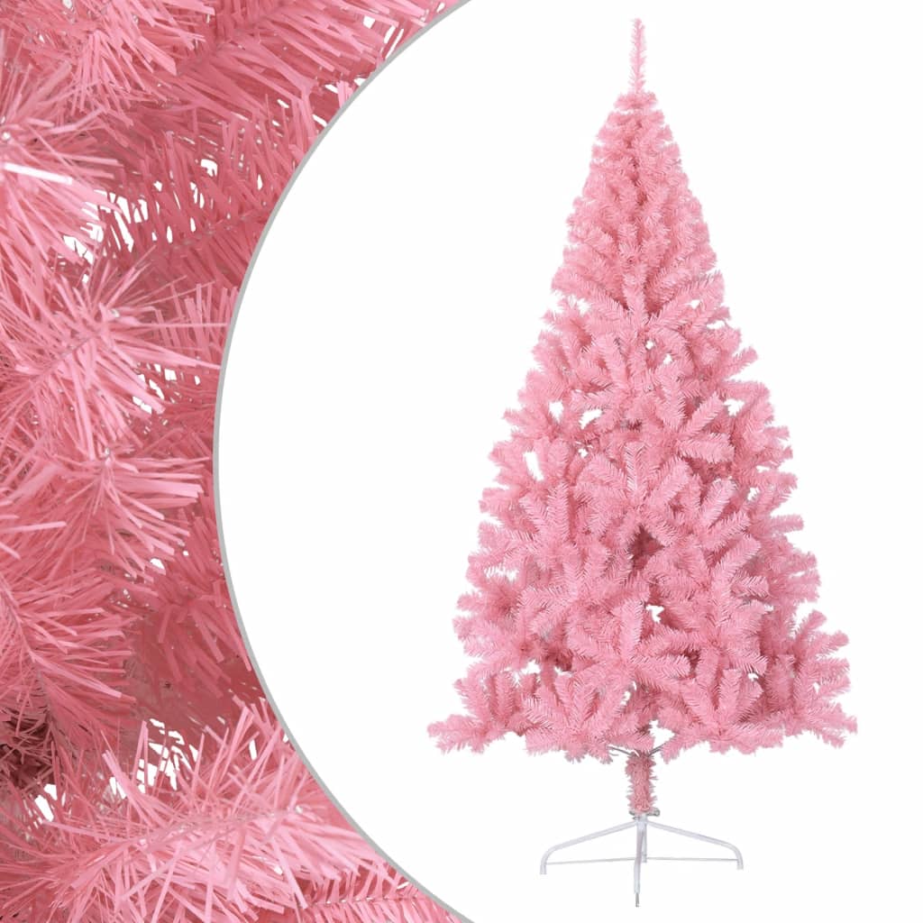 Demi-sapin de Noël artificiel avec support rose 240 cm PVC