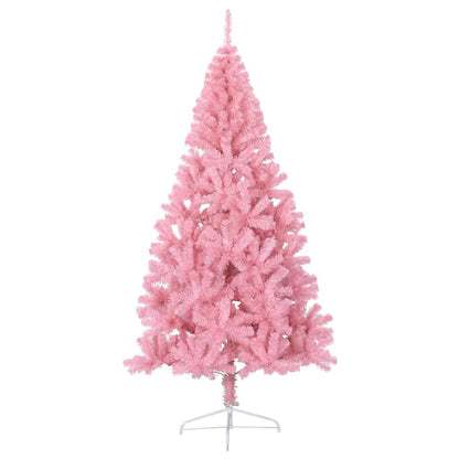 Demi-sapin de Noël artificiel avec support rose 240 cm PVC