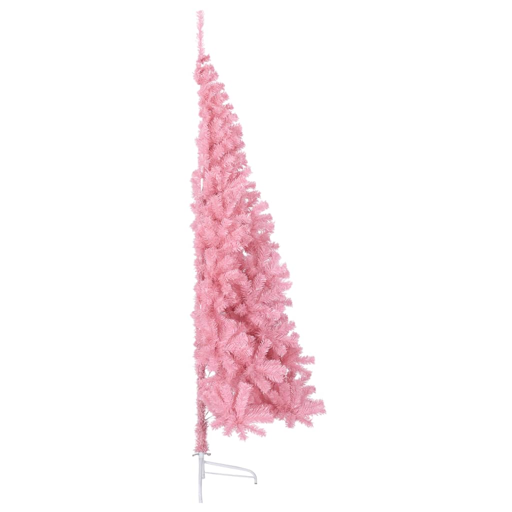 Demi-sapin de Noël artificiel avec support rose 240 cm PVC