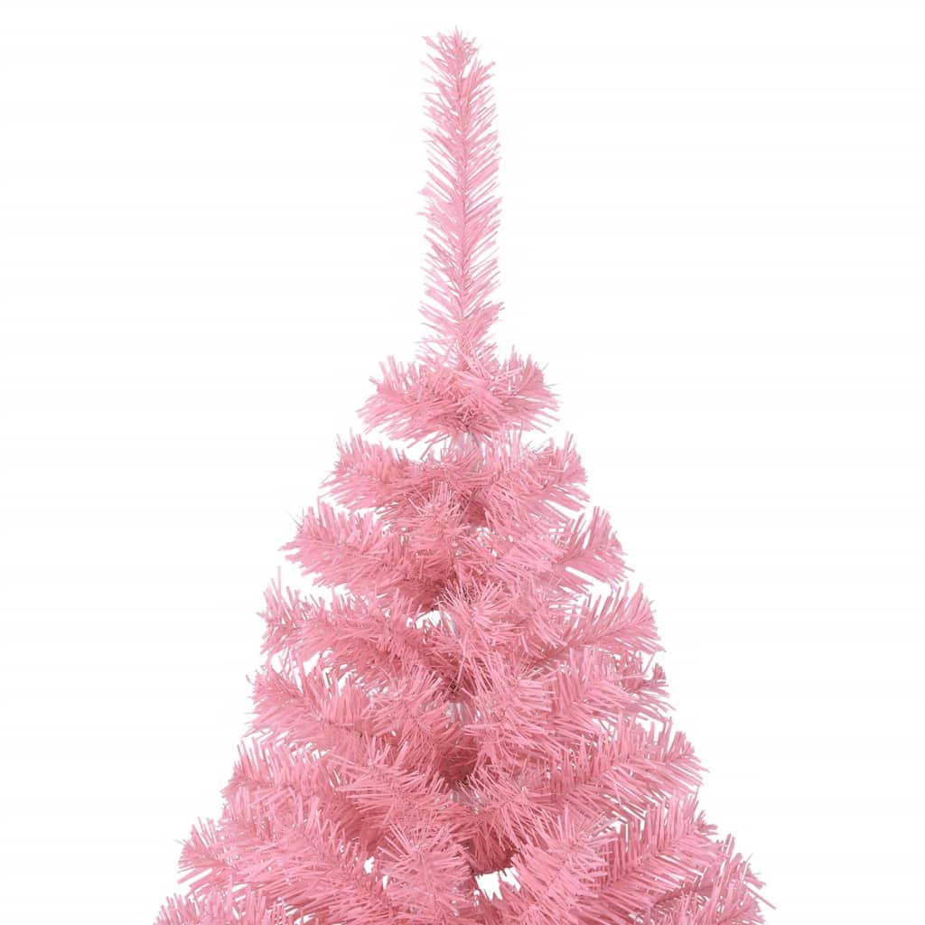 Demi-sapin de Noël artificiel avec support rose 240 cm PVC