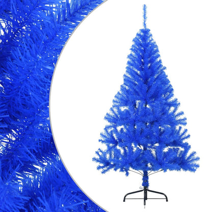 Demi-sapin de Noël artificiel avec support bleu 150 cm PVC