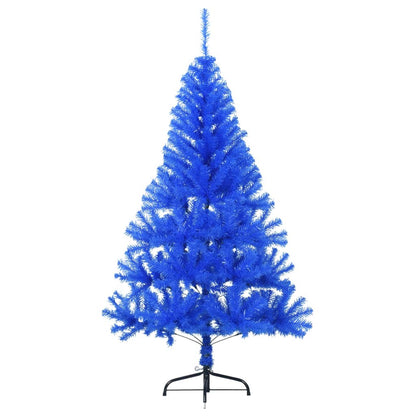 Demi-sapin de Noël artificiel avec support bleu 150 cm PVC