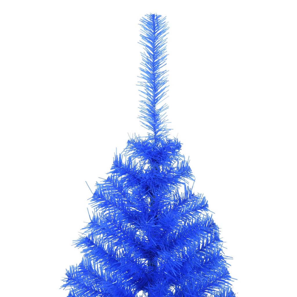 Demi-sapin de Noël artificiel avec support bleu 150 cm PVC