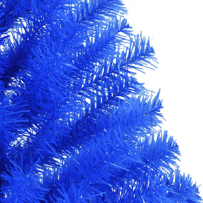 Demi-sapin de Noël artificiel avec support bleu 150 cm PVC