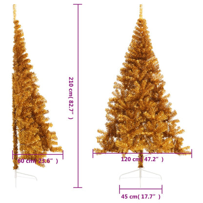 Künstlicher Halb-Weihnachtsbaum mit Ständer Gold 210 cm PET