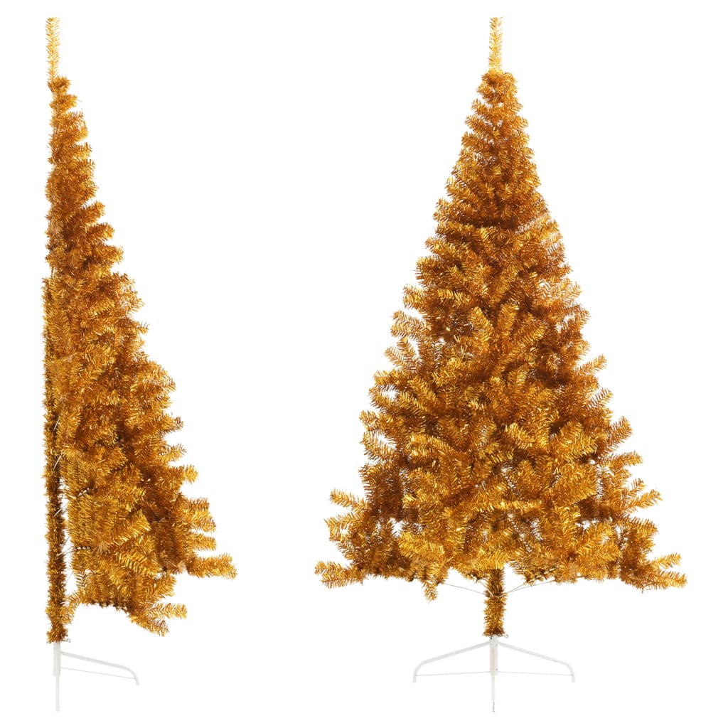 Demi-sapin de Noël artificiel avec support doré 240 cm PET