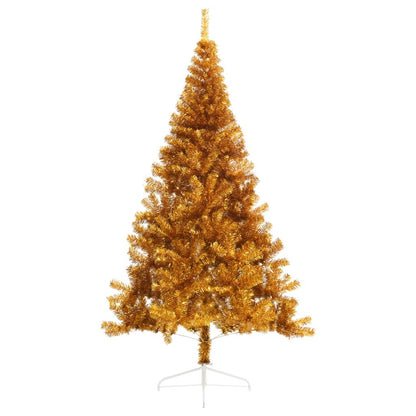 Demi-sapin de Noël artificiel avec support doré 240 cm PET