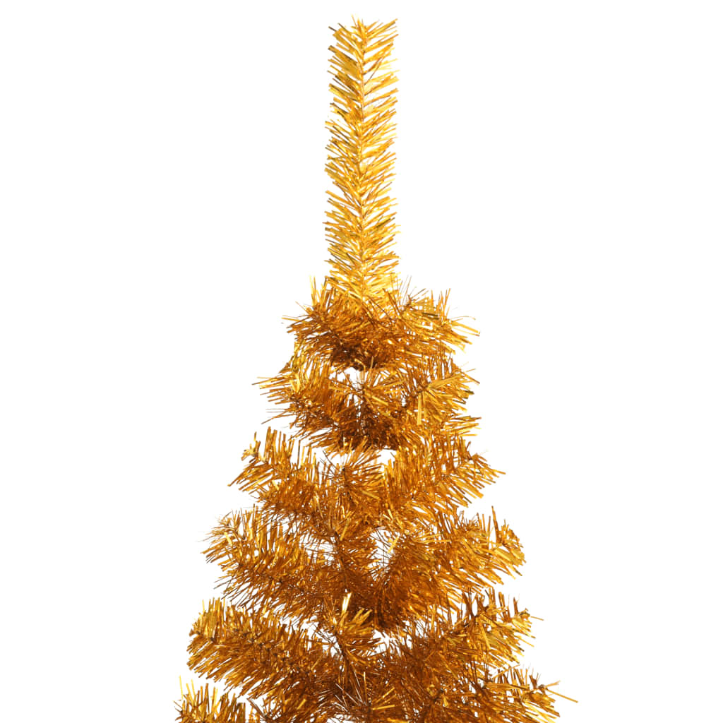 Demi-sapin de Noël artificiel avec support doré 240 cm PET