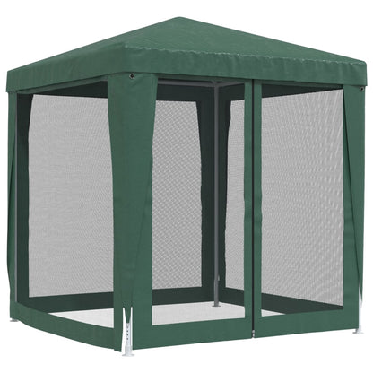 Tente de fête avec 4 parois latérales grillagées Vert 2x2 m HDPE