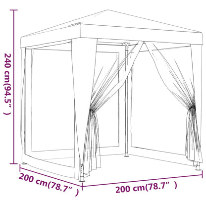 Tente de fête avec 4 parois latérales grillagées Vert 2x2 m HDPE