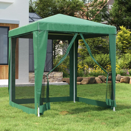 Tente de fête avec 4 parois latérales grillagées Vert 2x2 m HDPE