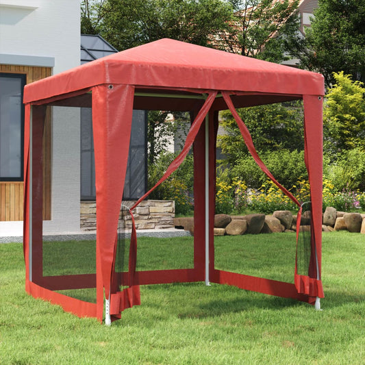 Tente de fête avec 4 parois latérales grillagées rouge 2x2 m HDPE