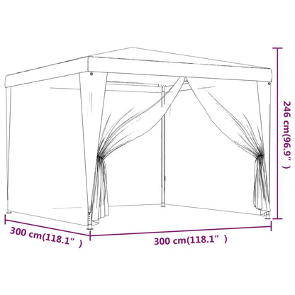 Tente de fête avec 4 parois latérales grillagées vert 3x3 m HDPE