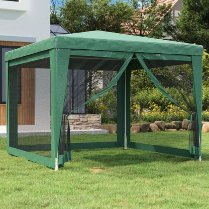 Tente de fête avec 4 parois latérales grillagées vert 3x3 m HDPE