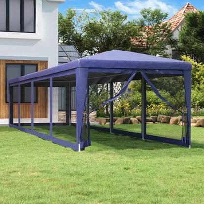 Tente de fête avec parois latérales 10 mailles Bleu 3x12 m HDPE