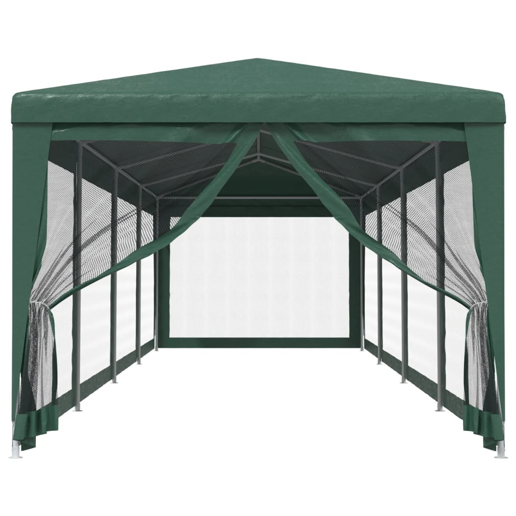 Tente de fête avec parois latérales 10 mailles Vert 3x12 m HDPE