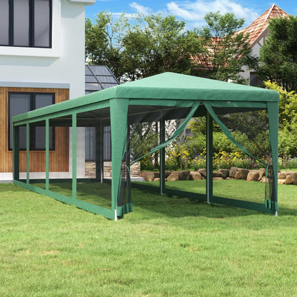 Tente de fête avec parois latérales 10 mailles Vert 3x12 m HDPE