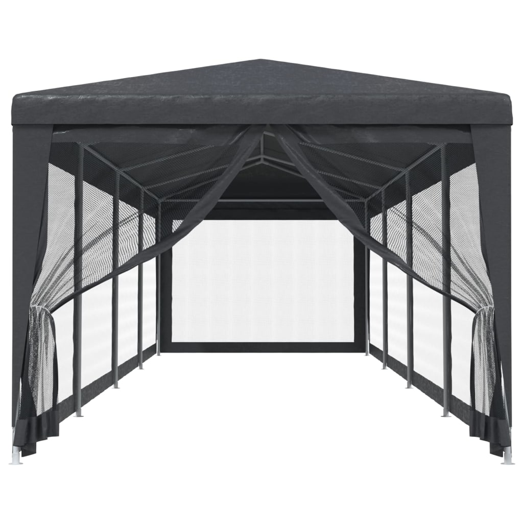 Tente de fête avec parois latérales 10 mailles anthracite 3x12 m HDPE