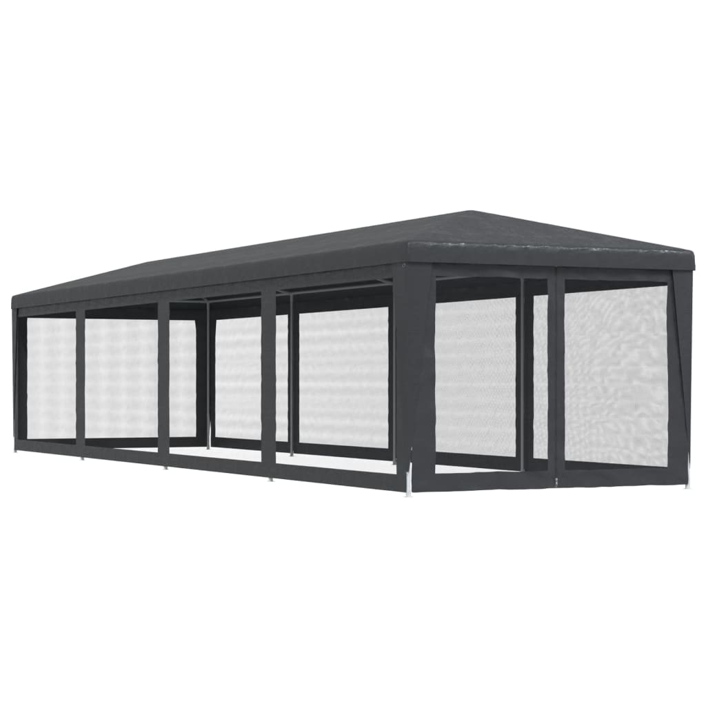 Tente de fête avec parois latérales 10 mailles anthracite 3x12 m HDPE