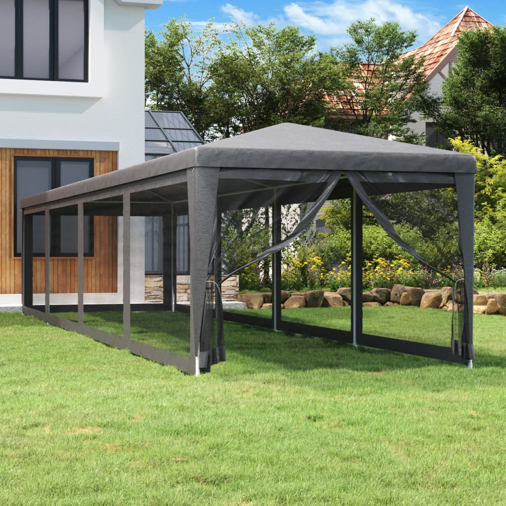 Tente de fête avec parois latérales 10 mailles anthracite 3x12 m HDPE