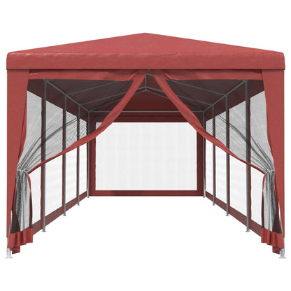 Tente de fête avec parois latérales 10 mailles rouge 3x12 m HDPE