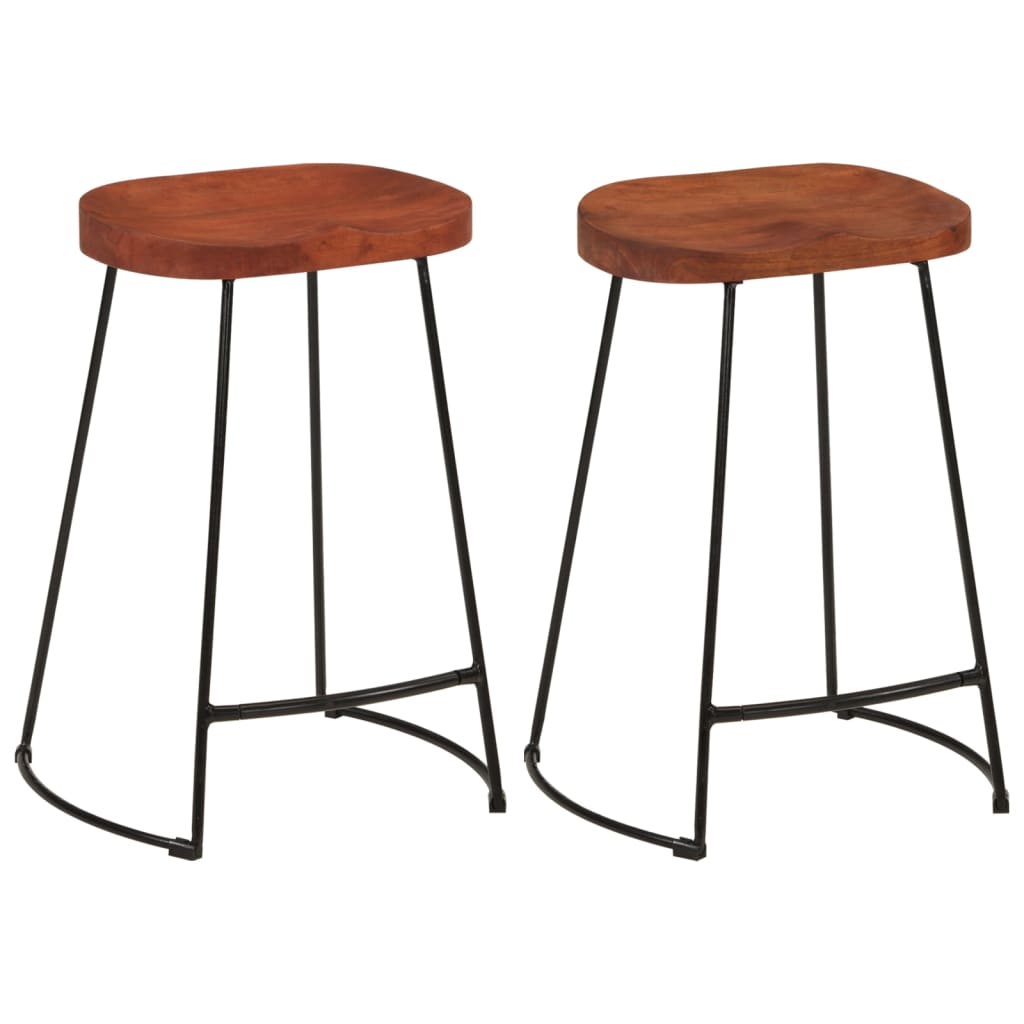 Tabourets de bar Gavin 2 pcs 45x40x63 cm en bois de manguier massif