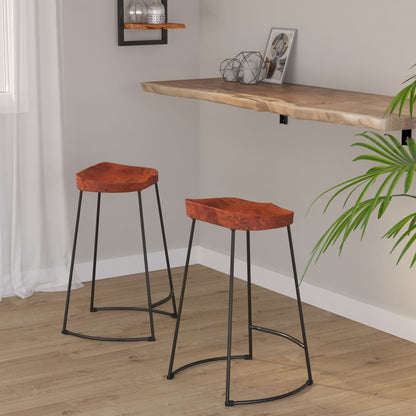 Tabourets de bar Gavin 2 pcs 45x40x63 cm en bois de manguier massif