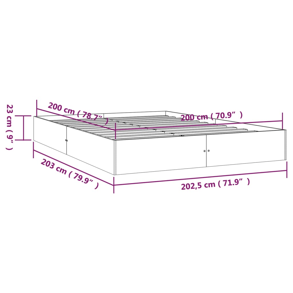 Massivholzbett Weiß 200x200 cm