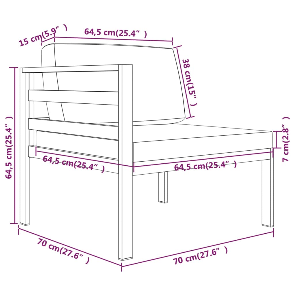 9-tlg. Garten-Lounge-Set mit Kissen Aluminium Anthrazit