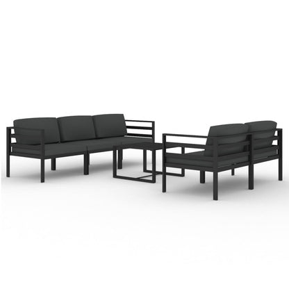 6-tlg. Garten-Lounge-Set mit Kissen Aluminium Anthrazit