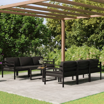 7-tlg. Garten-Lounge-Set mit Kissen Aluminium Anthrazit