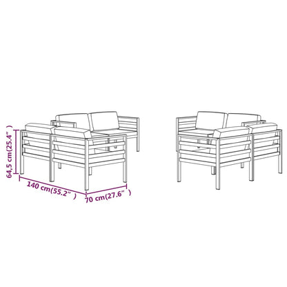 8-tlg. Garten-Lounge-Set mit Kissen Aluminium Anthrazit