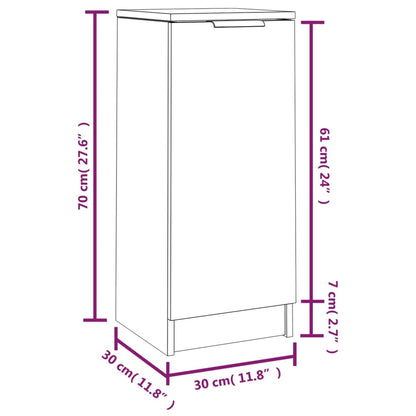 Buffets 2 pièces blanc brillant 30x30x70 cm en bois