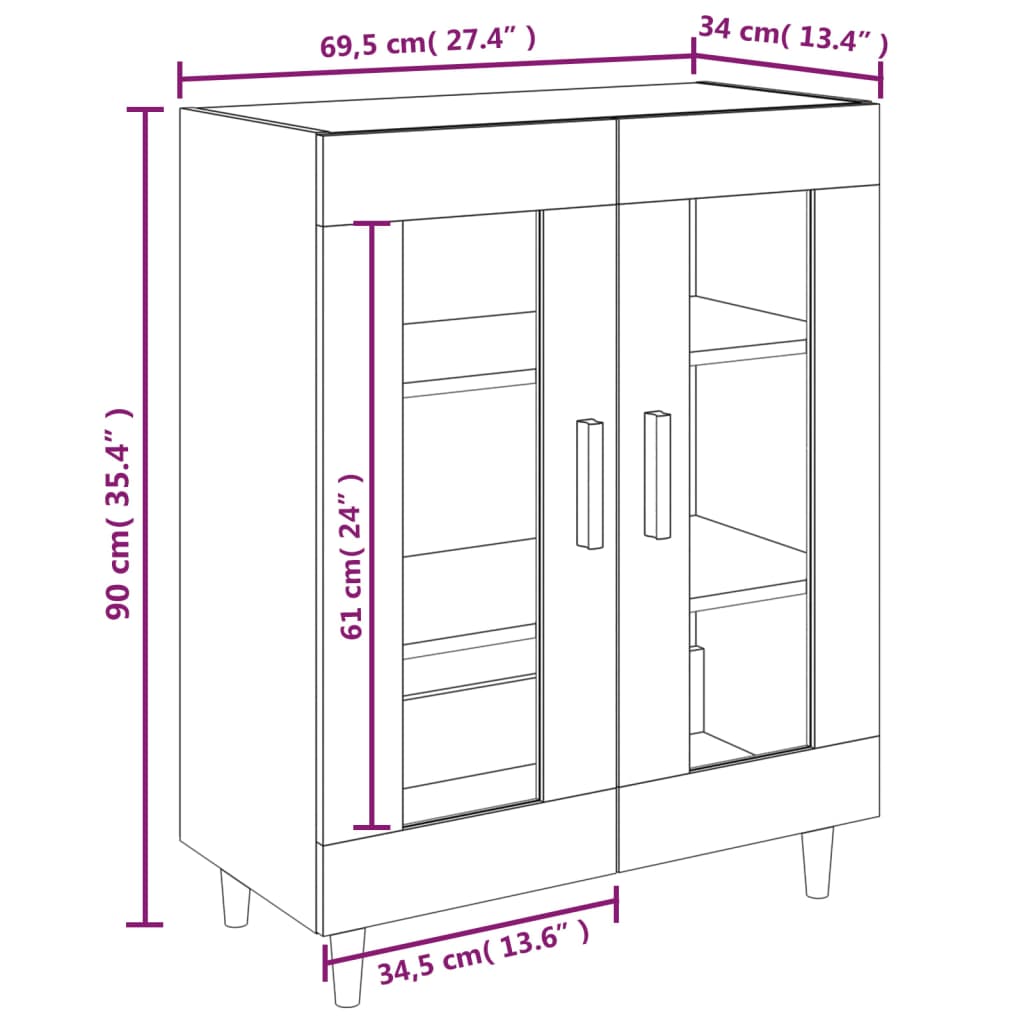 Buffet gris béton 69,5x34x90 cm en bois