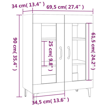 Buffet gris béton 69,5x34x90 cm en bois