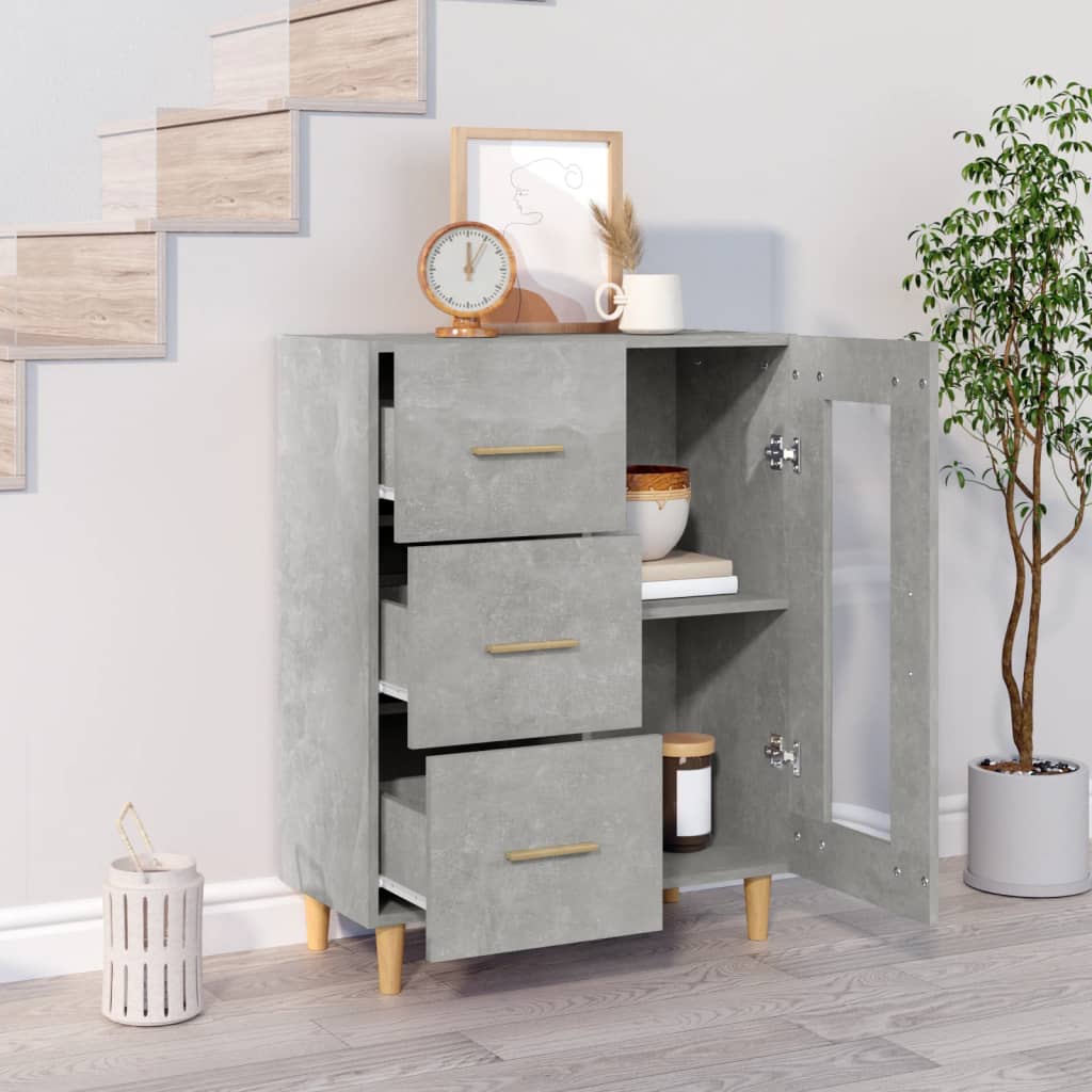 Buffet gris béton 69,5x34x90 cm en bois