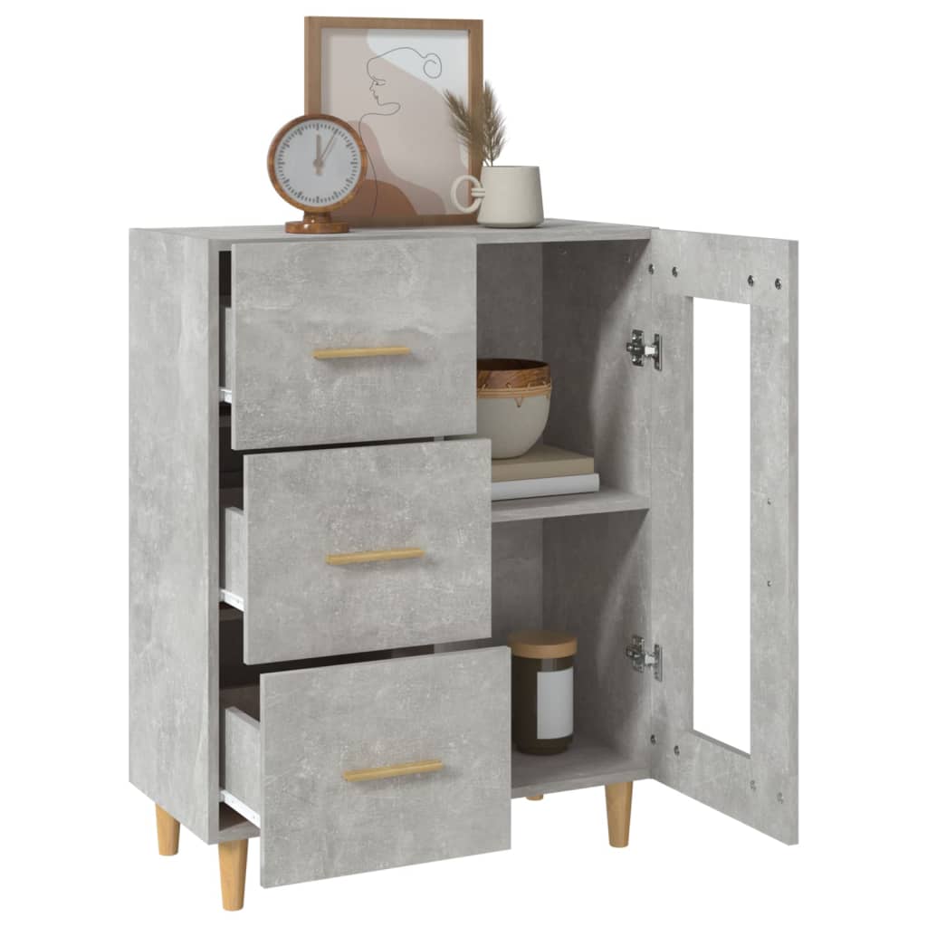 Buffet gris béton 69,5x34x90 cm en bois