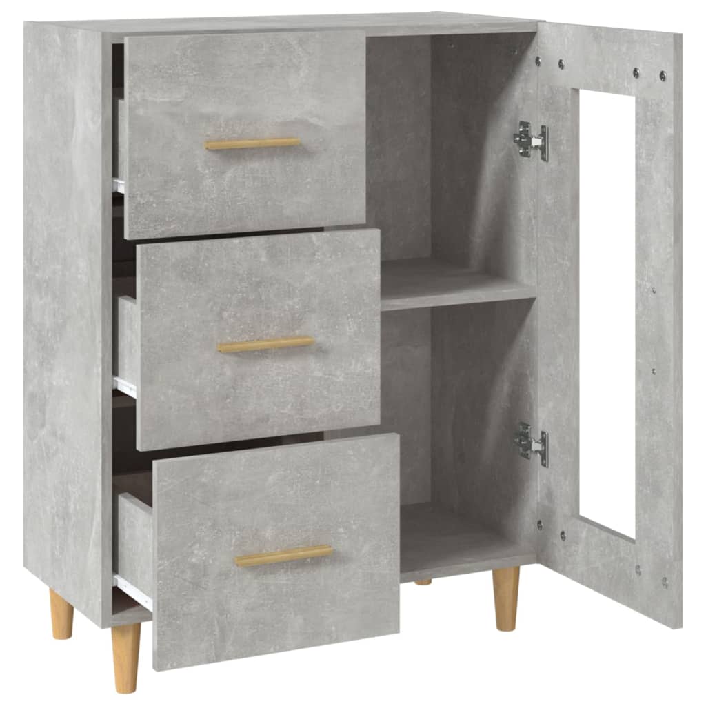 Buffet gris béton 69,5x34x90 cm en bois