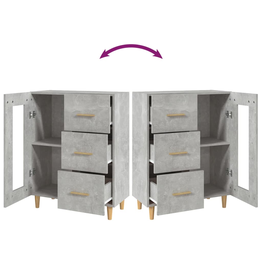 Buffet gris béton 69,5x34x90 cm en bois