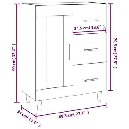 Buffet gris béton 69,5x34x90 cm en bois