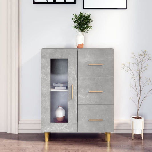 Buffet gris béton 69,5x34x90 cm en bois