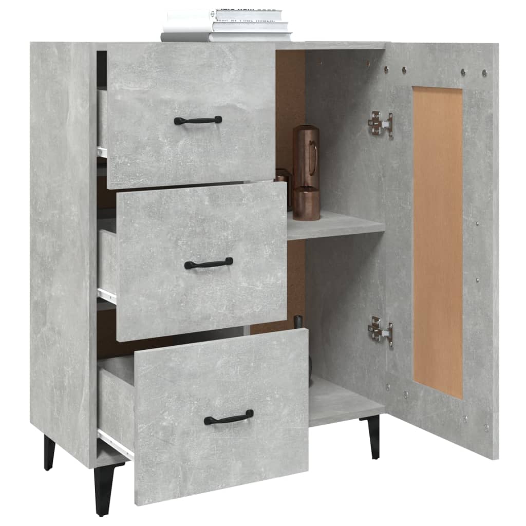 Buffet gris béton 69,5x34x90 cm en bois