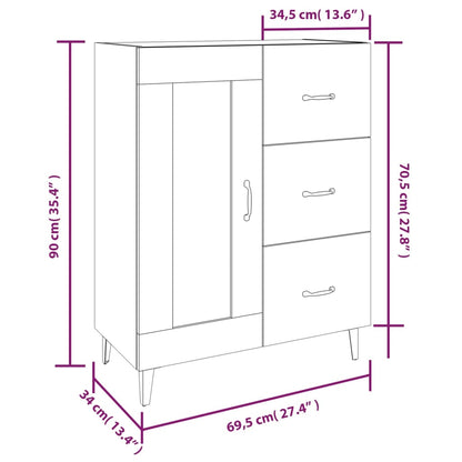 Buffet gris béton 69,5x34x90 cm en bois