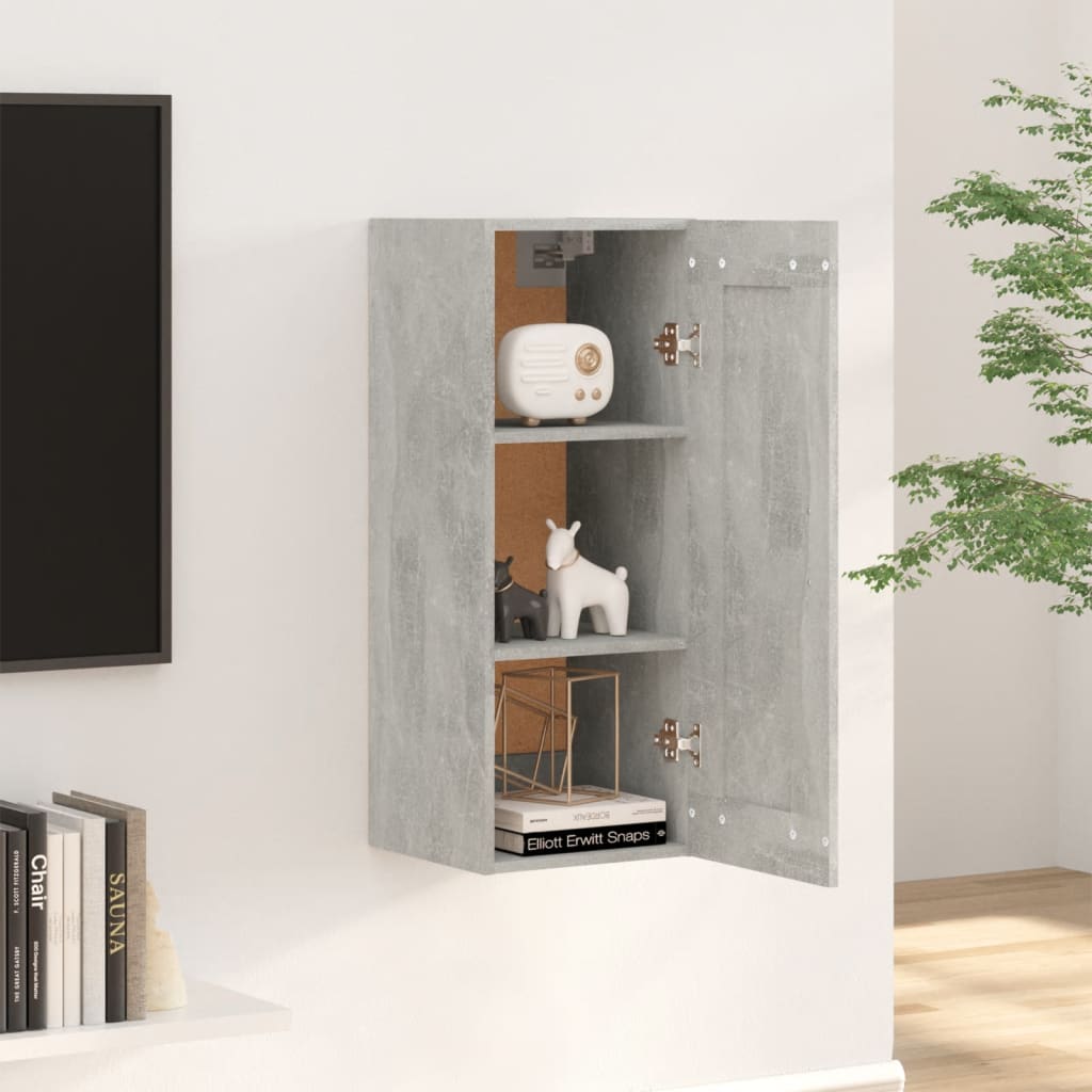 Armoire murale gris béton 35x34x90 cm en bois