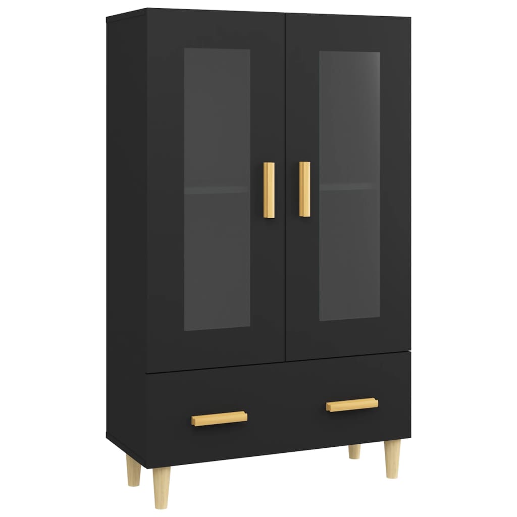 Buffet haut noir 70x31x115 cm en bois