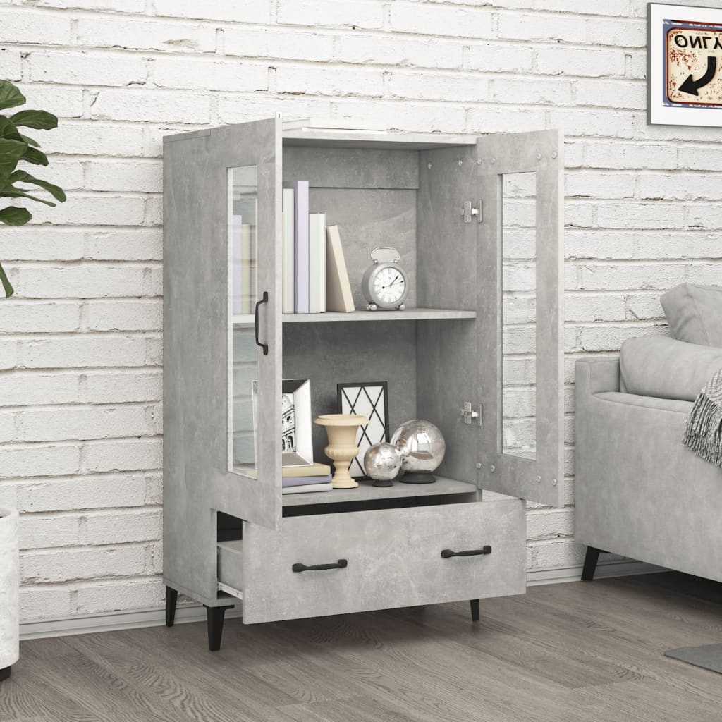 Buffet haut béton gris 70x31x115 cm en bois