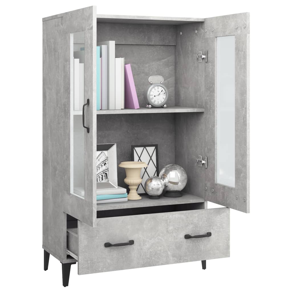 Buffet haut béton gris 70x31x115 cm en bois