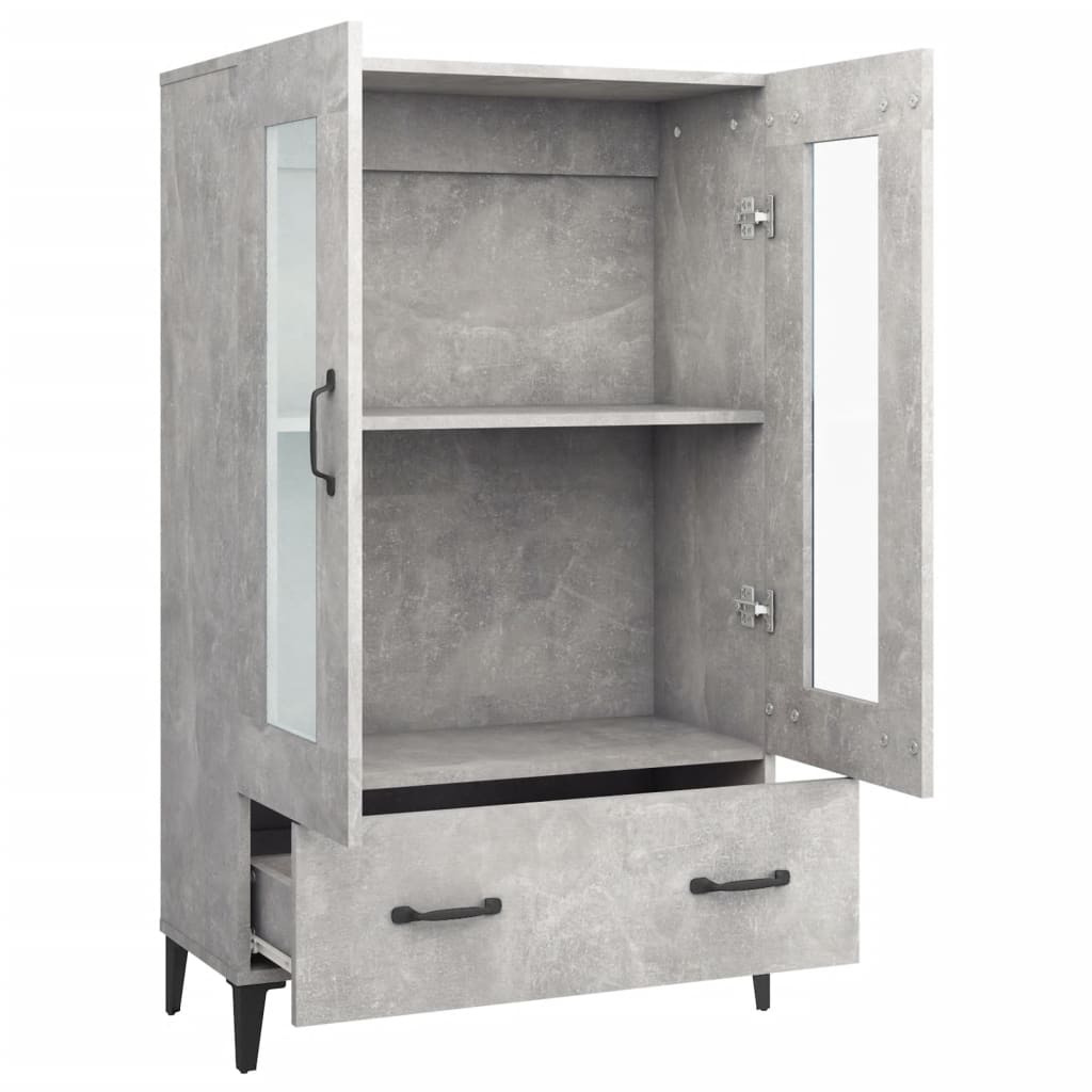 Buffet haut béton gris 70x31x115 cm en bois