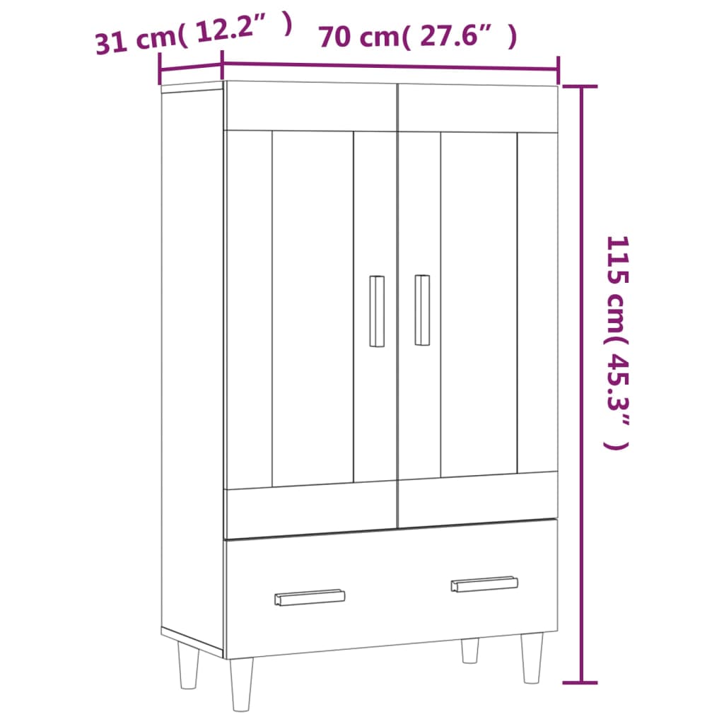 Alacena hormigón gris 70x31x115 cm de madera